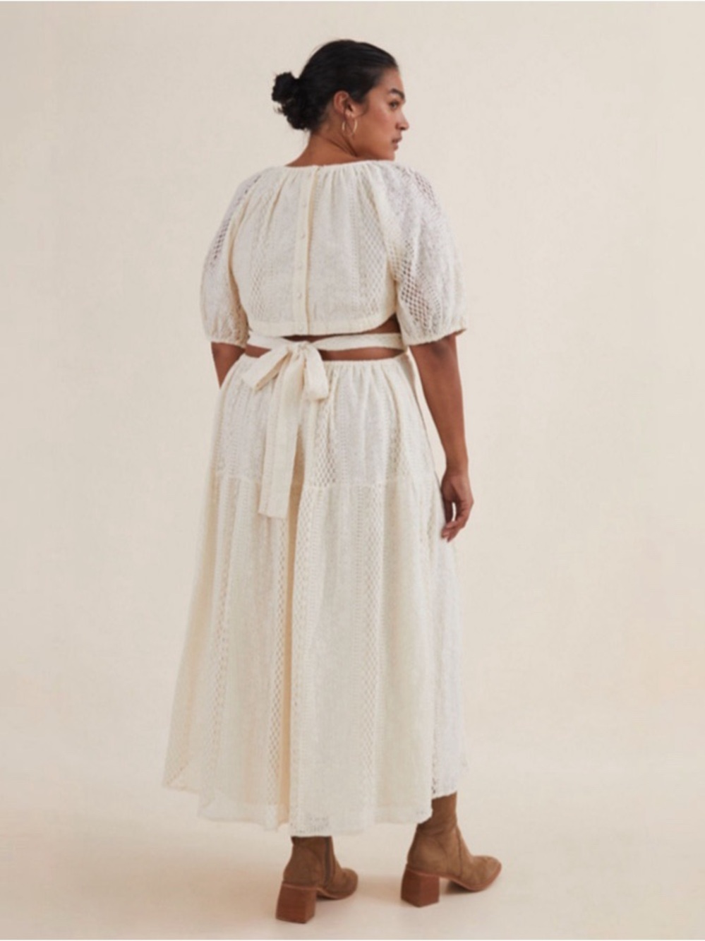 Anthropologie Verb Agnesa Ivory Lace Open Back Maxi Dress Size 10 NWT - Picture 3 of 11
